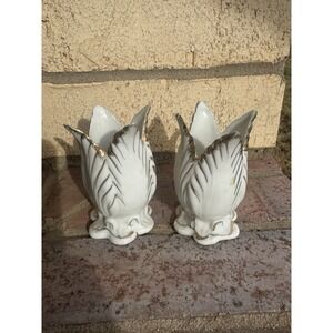Vintage Richard Japan Import tulip-shaped porcelain bud vases Set Of 2